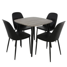 Core Products Aspen Grey Oak Effect 80Cm Square Dining Table With 4 Black Plastic Duo Design Chairs - thumbnail 2