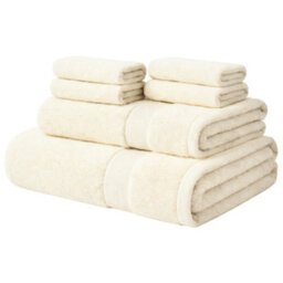 Aten Homeware Cream Egyptian Cotton Bath Hand & Face Towels -  6 Piece Set