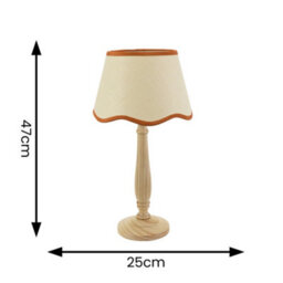 Valuelights Victoria Light Wood Candlestick Table Lamp With Linen Scallop Rust Trim Tapered Shade - thumbnail 6