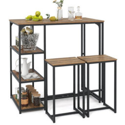 3 Pc Bar Table Set 2 Person Dining Furniture Set - thumbnail 1