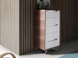 Angel Cerda Stylish Chiffonier In White Wood, Walnut & Chrome Steel - thumbnail 2