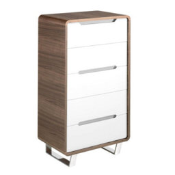 Angel Cerda Stylish Chiffonier In White Wood, Walnut & Chrome Steel