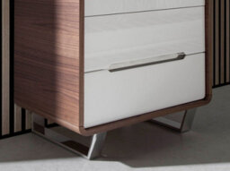 Angel Cerda Stylish Chiffonier In White Wood, Walnut & Chrome Steel - thumbnail 4