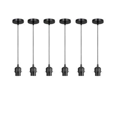 Ledsone 6 Pack Black Metal Ceiling Pendant Light With E27 Holder And 95Cm Cable For Living Room Bedroom Kitchen - image 1