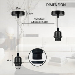 Ledsone 6 Pack Black Metal Ceiling Pendant Light With E27 Holder And 95Cm Cable For Living Room Bedroom Kitchen - thumbnail 2
