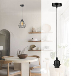 Ledsone 6 Pack Black Metal Ceiling Pendant Light With E27 Holder And 95Cm Cable For Living Room Bedroom Kitchen - thumbnail 8