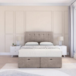 "Sloomy Highbury Pebble Plush 3Ft Ottoman Bed End Opening With Sprung Memory Mattress & 26"" Headboard-Single" - thumbnail 2