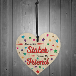 Red Ocean Always My Sister Forever My Friend Wooden Hanging Heart Gift - thumbnail 5