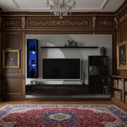 Switch Met Ii Living Room Wall Unit Set With Tv Cabinet Display Cabinet Shelves Hanging Cabinets Led Lighting Black