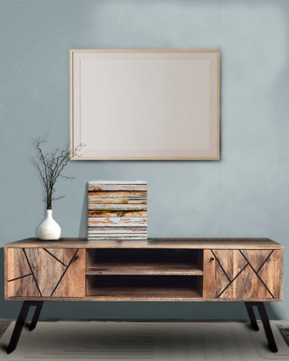 Buttercup Farm Amar Plasma Tv Unit- Iron Base - Mango Wood/iron - L35 X W118 X H46 Cm - Light Finish - Assembly Required - image 1