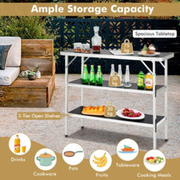 Costway Folding Camping Table Aluminum Portable Picnic Table 2-Tier Open Shelves W/ Bag - thumbnail 4