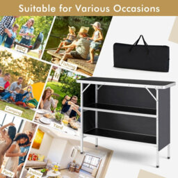Costway Folding Camping Table Aluminum Portable Picnic Table 2-Tier Open Shelves W/ Bag - thumbnail 9