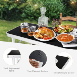 Costway Folding Camping Table Aluminum Portable Picnic Table 2-Tier Open Shelves W/ Bag - thumbnail 7