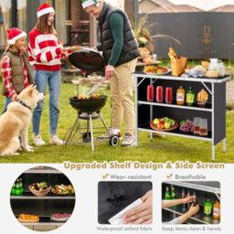 Costway Folding Camping Table Aluminum Portable Picnic Table 2-Tier Open Shelves W/ Bag - thumbnail 5