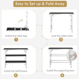 Costway Folding Camping Table Aluminum Portable Picnic Table 2-Tier Open Shelves W/ Bag - thumbnail 6