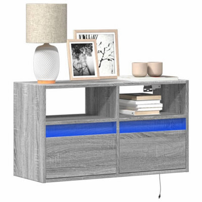 Berkfield Tv Wall Cabinet With Led Lights Grey Sonoma 80X31X45 Cm - image 1