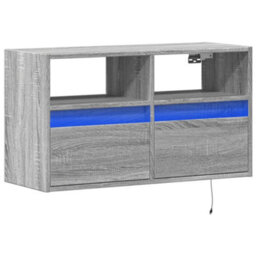 Berkfield Tv Wall Cabinet With Led Lights Grey Sonoma 80X31X45 Cm - thumbnail 3