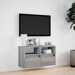 Berkfield Tv Wall Cabinet With Led Lights Grey Sonoma 80X31X45 Cm - thumbnail 4