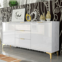 Creative Furniture Goldline Gloss Sideboard 140Cm - Glossy White - thumbnail 8