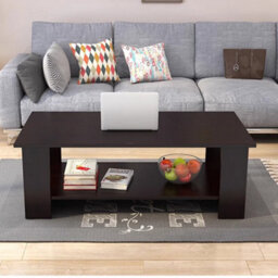 Modern Coffee Table Living Room Tea Side End Desk With Lower Storage Shelf Black - thumbnail 5
