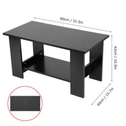 Modern Coffee Table Living Room Tea Side End Desk With Lower Storage Shelf Black - thumbnail 2