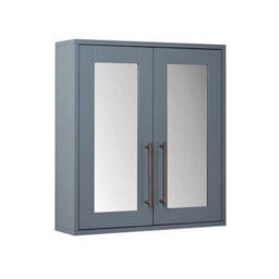 Homestylestore 600 X 650mm Light Grey Wall Mounted Mirrored Door Bathroom Cabinet And Aged Bronze T Bar Handles - thumbnail 1
