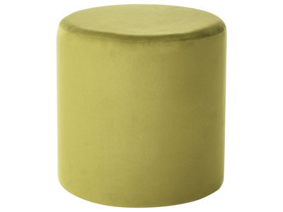Wyld And Coco Velvet Round Olive-Green Ottoman Pouffe - Compact Footstool And Extra Seating For Small Spaces - image 1