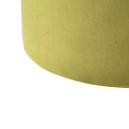 Wyld And Coco Velvet Round Olive-Green Ottoman Pouffe - Compact Footstool And Extra Seating For Small Spaces - thumbnail 5