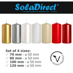 SolaDirect Set Of 4 Pillar Candles, Set Of 4 Votive Candles, Decorative Household Candles, Long Burning Time - Advent, Christmas (Ecru) - thumbnail 2