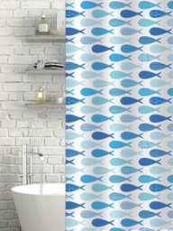 Showerdrape Aquarium White & Blue Shower Curtain