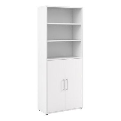 Furniture To Go Prima Bookcase 5 Shelves With 2 Doors In White - image 1