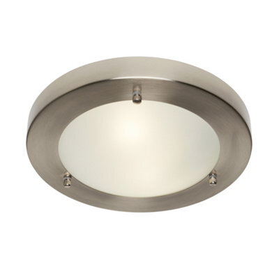 Litecraft Mari Satin Nickel Flush Bathroom Ceiling Light - image 1