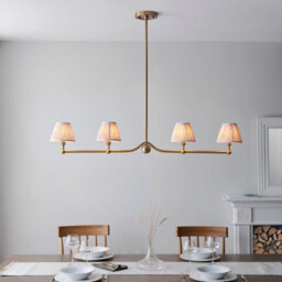 Luminosa Lighting Luminosa Santiago Brushed Aged Brass Plate Pendant Light With Peachy Keen Fabric Leaf Shade 16Cm 4X B22 - thumbnail 2