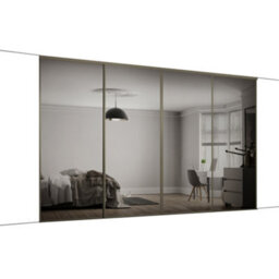 Spacepro Classic Panelled Mirrored Gloss Nickel 4 Door Sliding Wardrobe Door Kit (H)2220mm (W)2978mm - thumbnail 1