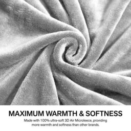 Ameha Fleece Plain Blanket, Lightweight & Reversible Throw For Travel, Bed & Sofa Blanket, Silver King 200X240Cm - thumbnail 9