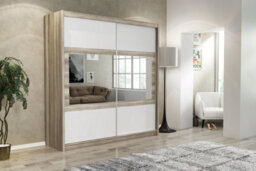Arte Canyon Oak & White 203Cm Mirrored Sliding Wardrobe - Modern Elegance Meets Ample Storage - thumbnail 3