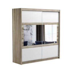 Arte Canyon Oak & White 203Cm Mirrored Sliding Wardrobe - Modern Elegance Meets Ample Storage - thumbnail 2