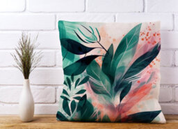 Warren Reed Designer Green Feather Leaves Tropical Cushions 45Cm X 45Cm - thumbnail 2