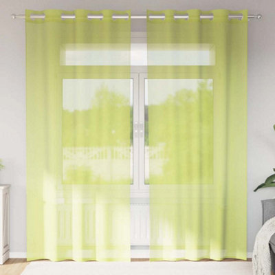 Walplus Voile Curtains With Grommets 2 Pcs Apple Green 140X225 Cm - image 1