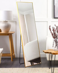 Beliani Standing Mirror Beauvais 156 Cm Metal Gold - thumbnail 2