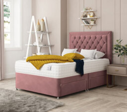 "Bed Choices Montana Bed Set No Drawer With Mattress & 26"" Headboard -Double (Pink)"