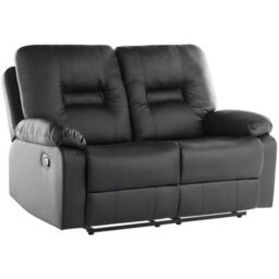 Beliani Manual Recliner Sofa 2 Seater Bergen Faux Leather Black - thumbnail 5