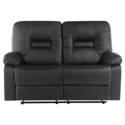 Beliani Manual Recliner Sofa 2 Seater Bergen Faux Leather Black - thumbnail 4