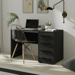 Arte Maxione 01 Desk 120Cm - Sleek Black With Four Drawers And Smooth Ball-Bearing Runners - thumbnail 1