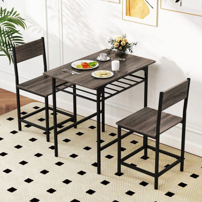 3 Piece Wood Rectangular Table & Chair Set Space Saving Dinette Set - image 1