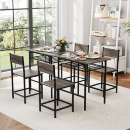 3 Piece Wood Rectangular Table & Chair Set Space Saving Dinette Set - thumbnail 6