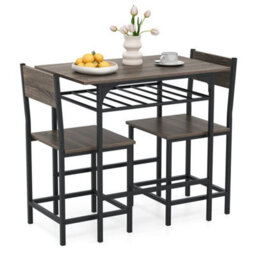 3 Piece Wood Rectangular Table & Chair Set Space Saving Dinette Set - thumbnail 4