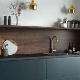 Splashwall Alloy Brown Walnut Geometric Aluminium Splashback, (H)750mm (W)2440mm (T)4mm - thumbnail 2