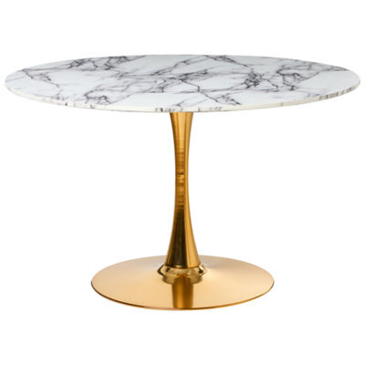 Beliani Dining Table Boca White Marble 120 Cm 120 Cm - image 1