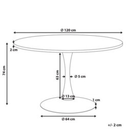 Beliani Dining Table Boca White Marble 120 Cm 120 Cm - thumbnail 3